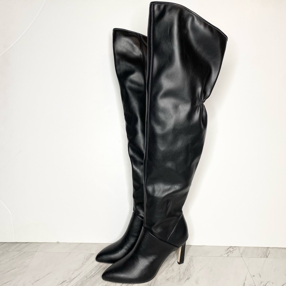 Franco Sarto Callie Faux Leather Black Over the Knee Boot 7 1/2